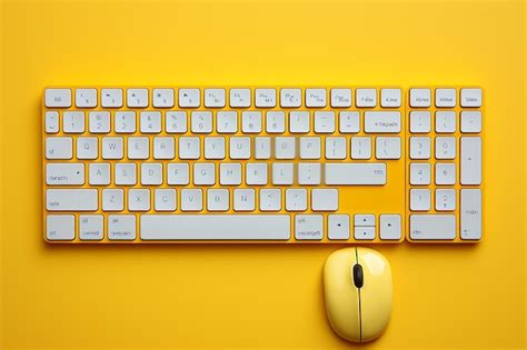 Premium Photo | Yellow Wireless Keyboard and Mouse Set