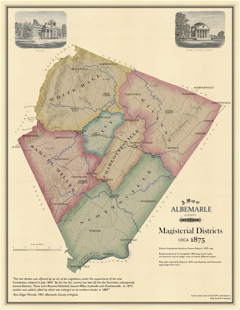 The Boundaries of Albemarle County – Faded Contours