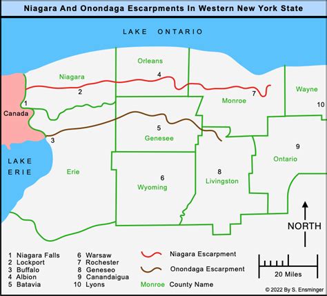 The Niagara and Onondaga Escarpments in Western New York State