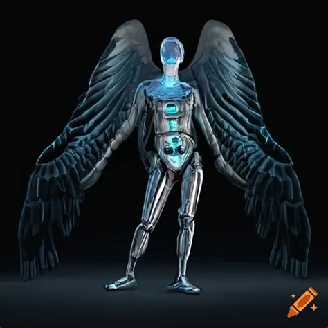 A futuristic human with mechanical wings, showcasing advanced ...