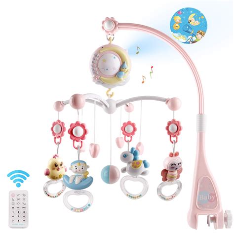 Newborn Baby Musical Crib Mobile with Timing Function Projector and Lights,Hanging Rotating ...