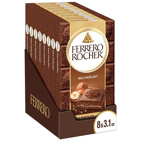 Ferrero Rocher Premium Chocolate Bars, Milk Chocolate Hazelnut ...