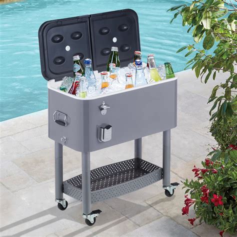 Buy YOLENY 80 Quart Rolling Cooler Cart with Bottom Shelf, Rolling Ice Chest with Wheels ...