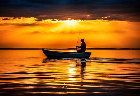 Premium Photo | An image of a man fishing at sunset in a boat