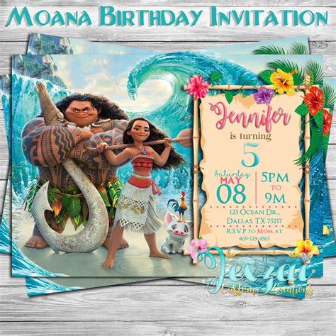 Moana Birthday Invitation Princess Moana Birthday Disney | Etsy