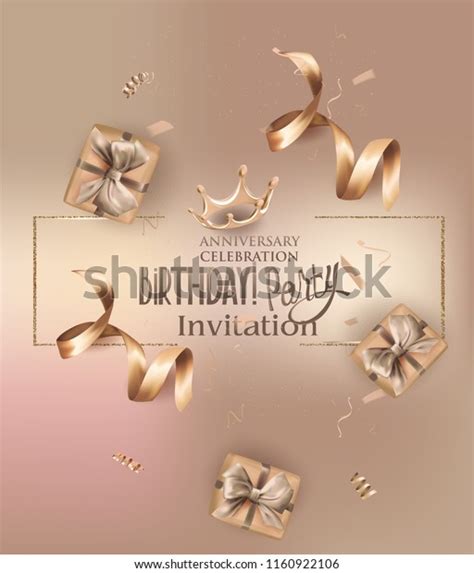 Birthday Party Invitation Card Beige Decor Stock Vector (Royalty Free) 1160922106 | Shutterstock