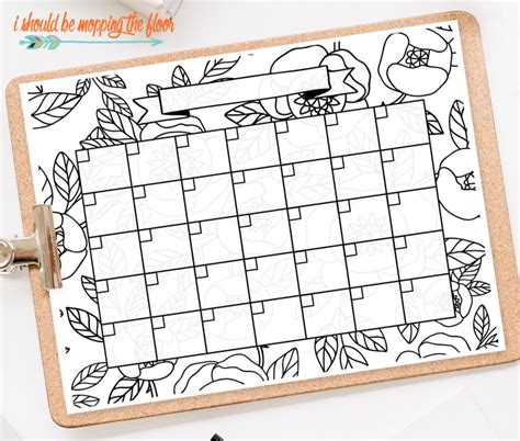 Free Printable Coloring Calendar | i should be mopping the floor