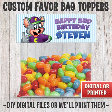 Chuck E Cheese Favor Party Bag Toppers for Birthday Parties - Etsy