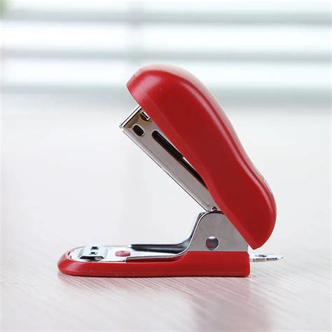 1Pcs mini stapler with staples 4 Colors manual stapleless stapler set office binding supplies ...