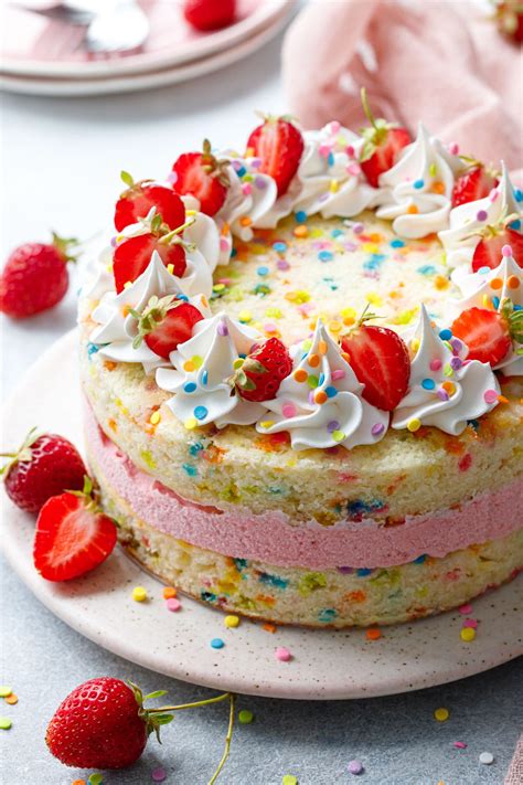 Strawberry Funfetti Ice Cream Cake | Love and Olive Oil