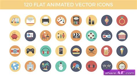 Videohive 120 Flat Animated Vector Icons » free after effects templates | after effects intro ...