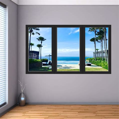 VWAQ - Tropical Beach Vacation Wall Decal 3D Ocean Window View Sticker - OW09 - Walmart.com ...