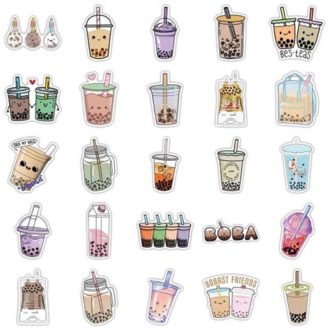 Cute Kawaii Stickers Boba Stickers Bubble Tea Stickers | Etsy