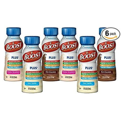 BOOST PLUS High Protein Drinks (6 Count) Variety Pack Strawberry ...