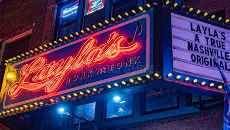 Colorful Neon Signs on Nashville Broadway at Night - NASHVILLE, USA - JUNE 15, 2019 Editorial ...