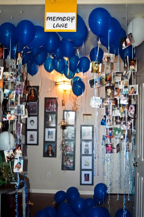 Stroll down memory lane by hanging photos and balloons. | Best birthday surprises, Best friend ...