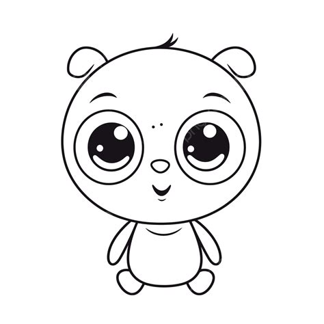 Coloring Page For Kids Cute Bear Coloring Black And White Cat With Big Eyes Outline Sketch ...