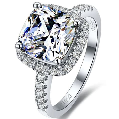 Hot sale 3 Carat Cushion Cut Cushion Synthetic Diamonds Engagement Ring ...