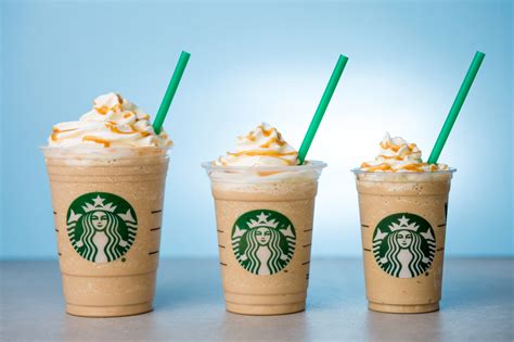 What are the sizes at Starbucks for a frappuccino?