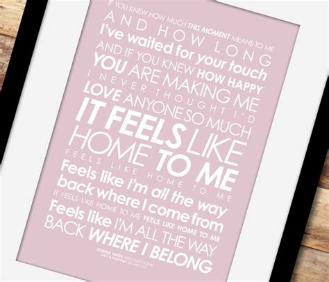 Feels Like Home LYRICS print. With PERSONALISED message. | Etsy