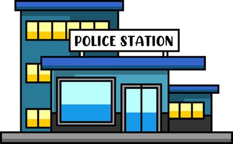 Premium Vector | Cartoon Police Building. Vector Hand Drawn Illustration Isolated On Transparent ...