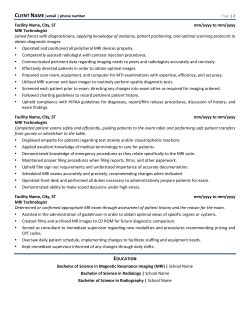 MRI Technician Resume Example & Template for 2021 | ZipJob