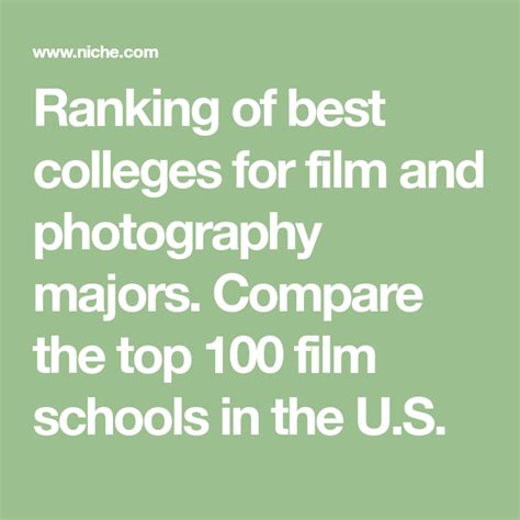 Ranking of best colleges for film and photography majors. Compare the top 100 film schools in ...