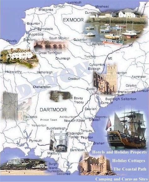 The Devon map of towns and villages and Devon attractions. | Devon map, Devon and cornwall ...