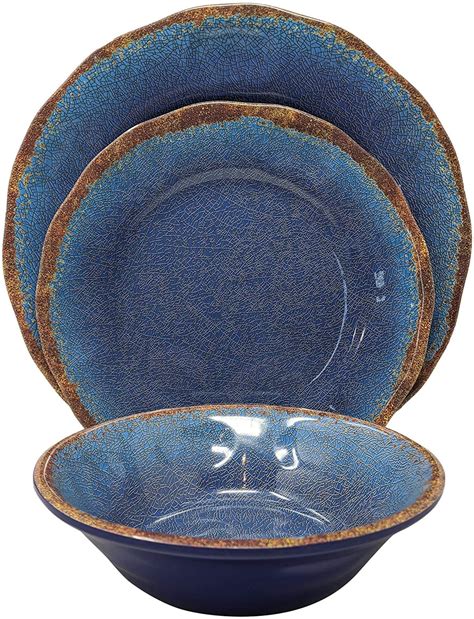 Gianna's Home 12 Piece Rustic Farmhouse Melamine Dinnerware Set (Blue) - Walmart.com