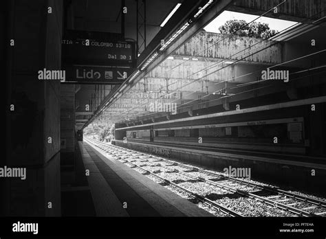 Black & White Train Station Stock Photo - Alamy