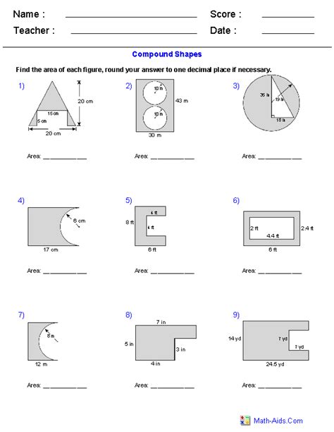 Geometry Worksheets | Area Worksheets