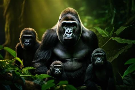 Premium AI Image | Gorilla Family in the Heart of African Rainforest