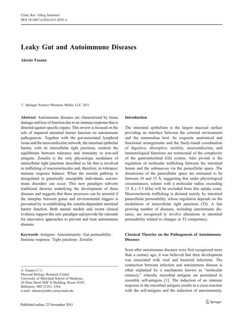 (PDF) Leaky Gut and Autoimmune Diseases