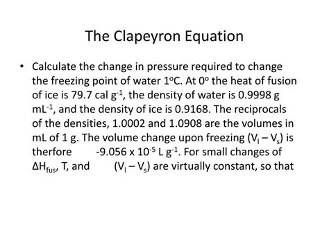 PPT - Useful Equations - The Clapeyron Equation PowerPoint Presentation - ID:1276923