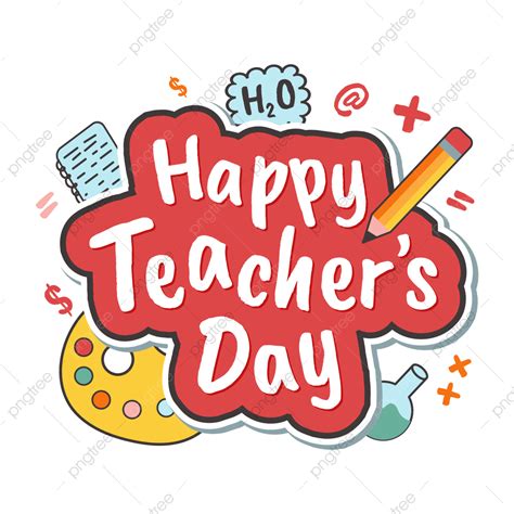 Teachers Day Sticker With School Supplies, Teacher S Day, Teacher S Day ...