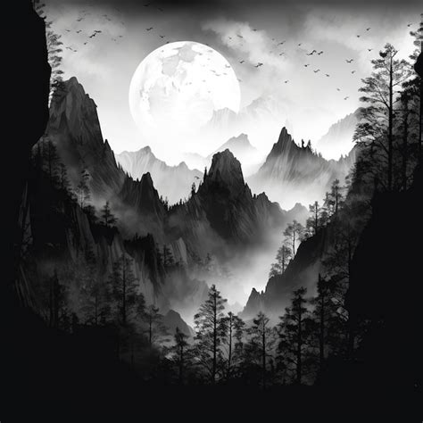 Premium AI Image | Moonlit Peaks