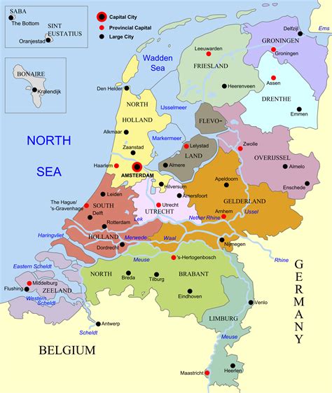 Administrative map of Netherlands (Holland). Netherlands administrative map | Vidiani.com | Maps ...