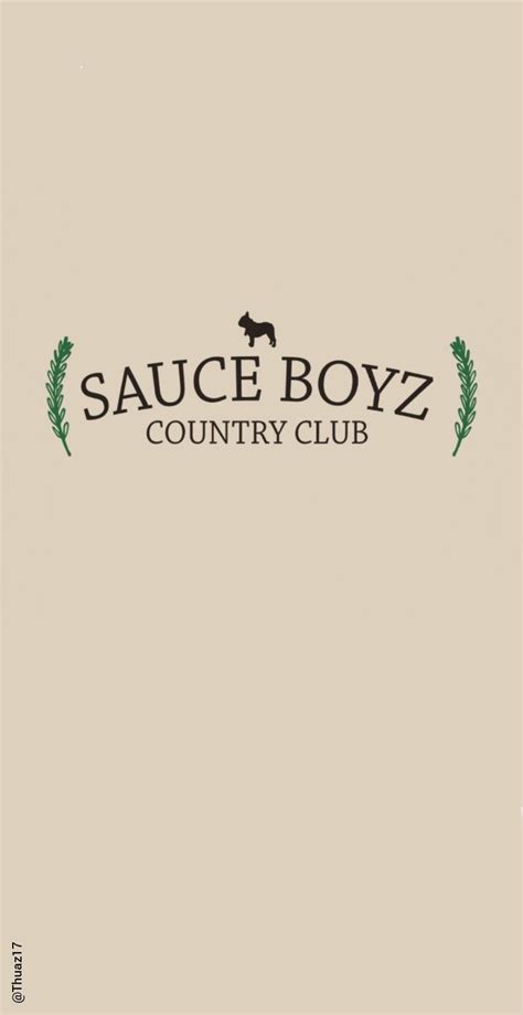 the sauce boyz country club logo is shown on a beige background with black lettering