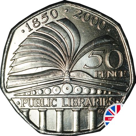 Public Libraries 50p | Dated 1850 To 2000 | Worth | Mintage