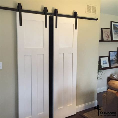 Double Door Barn Door Hardware Kit - Bi-parting Kit for 2 doors - Heavy ...