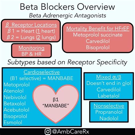 Beta Blockers Overview - Beta Adrenergic Antagonists Cardioselective: M ... | Pharmacology ...