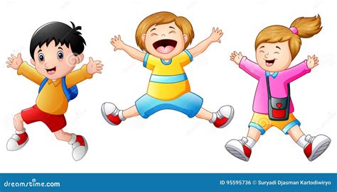 Kids Jumping Cartoon Images Free Download Vector Psd And