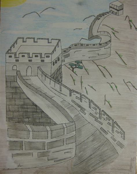 Great Wall Sketch at PaintingValley.com | Explore collection of Great ...