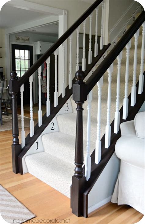 Bye bye Cherry, Helloooo Java: The (EASY!) Banister Makeover … | Stair railing makeover ...