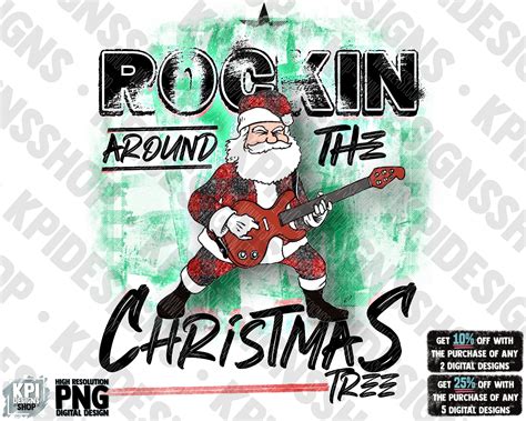 Rockin Around The Christmas Tree - Rock n Roll Christmas Santa - PNG ...