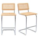 Zesthouse 24.3" Rattan Counter Height Barstools Set of 2, Mid Century ...