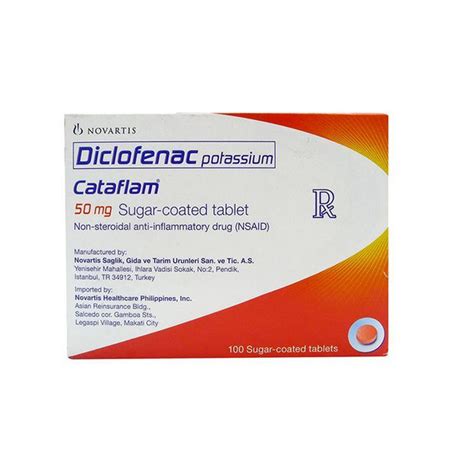 CATAFLAM Diclofenac Potassium 50mg Sugar-Coated Tablet 100's price in ...