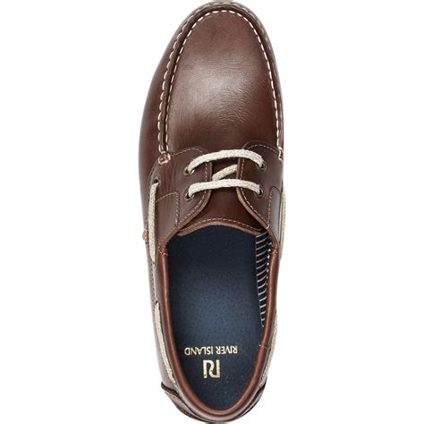 Lyst - River Island Brown Leather Boat Shoes in Brown for Men