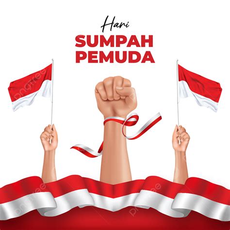 Sumpah Pemuda Realistic Hand Hold Indonesia Flag Vector, Sumpah Pemuda ...