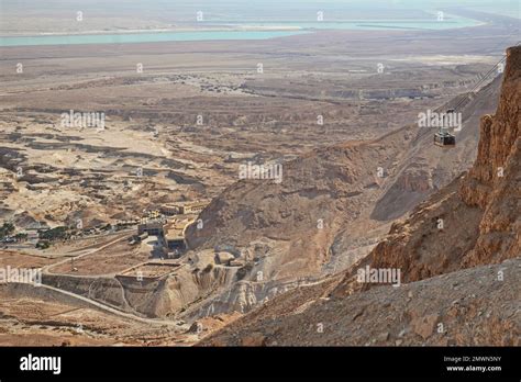 An aerial view of Masada with ancient fortress and rocky mountains in Israel Stock Photo - Alamy